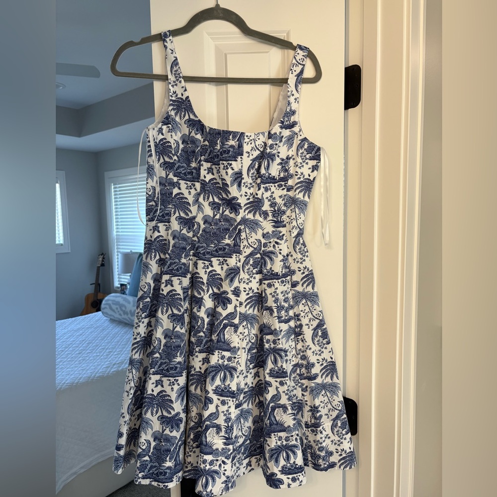 STAUD Mini Wells Dress size 6 in Blue toile- never worn